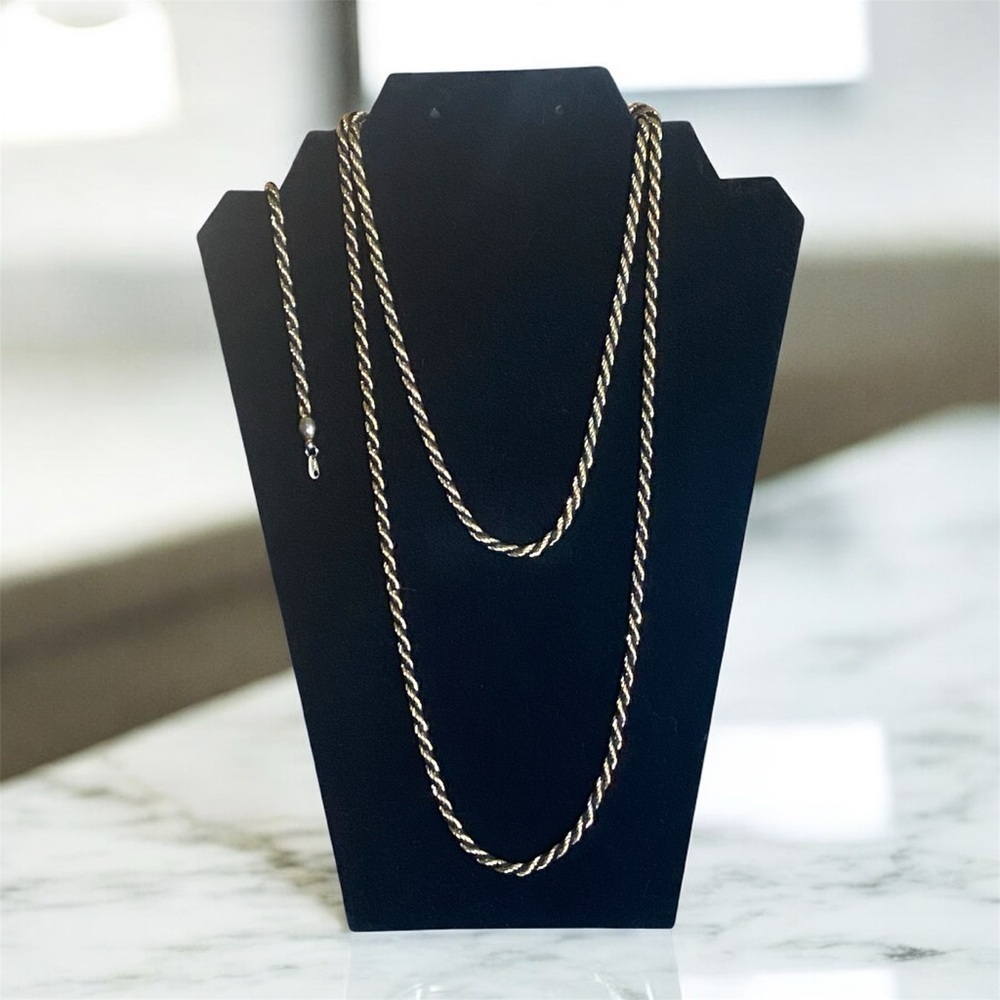 Trifari Vintage 3-Piece Rope Chain Set – Gold Tone & Black Cord